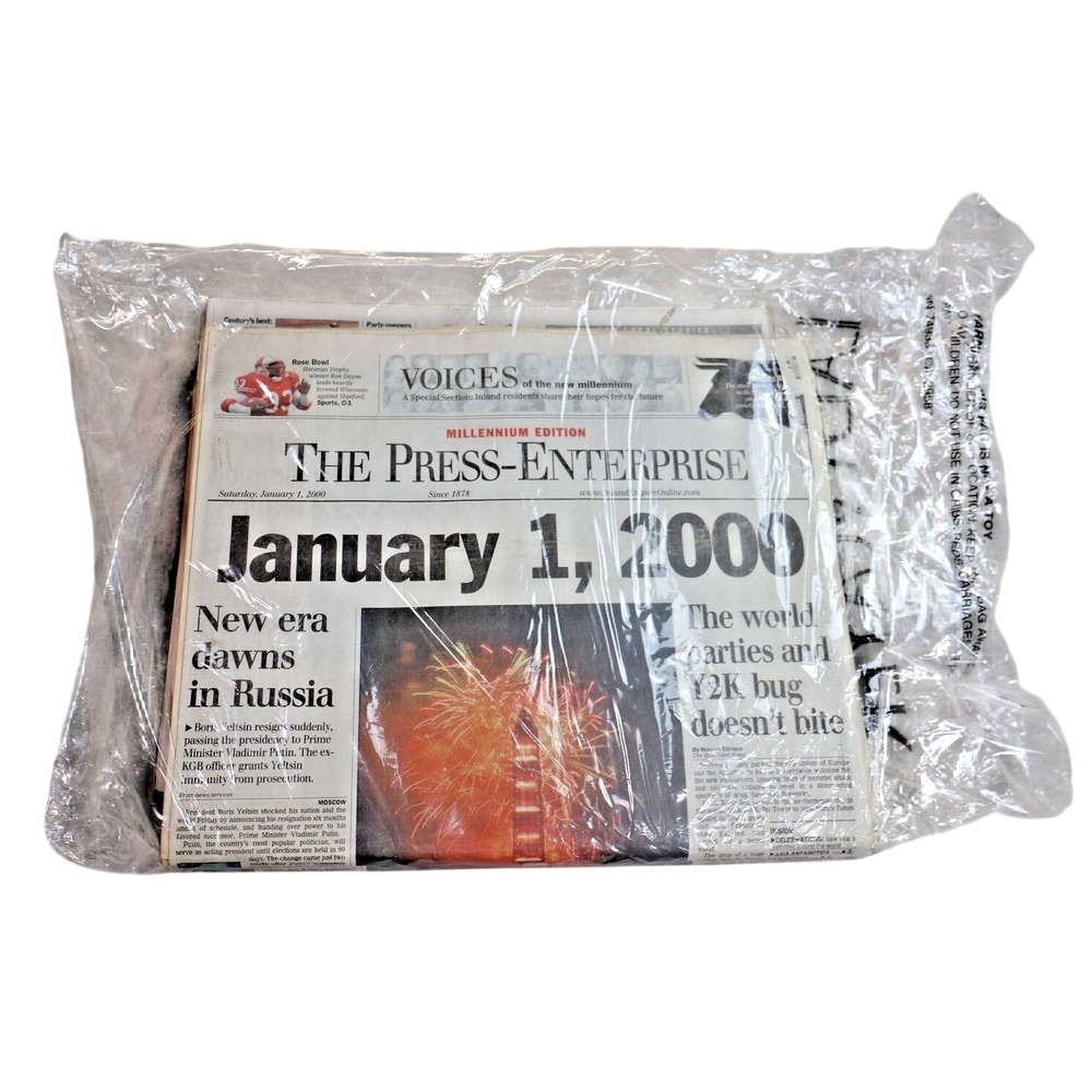 The Press-Enterprise Millennium Edition Newspaper January 1 2000 Y2K Headlines
